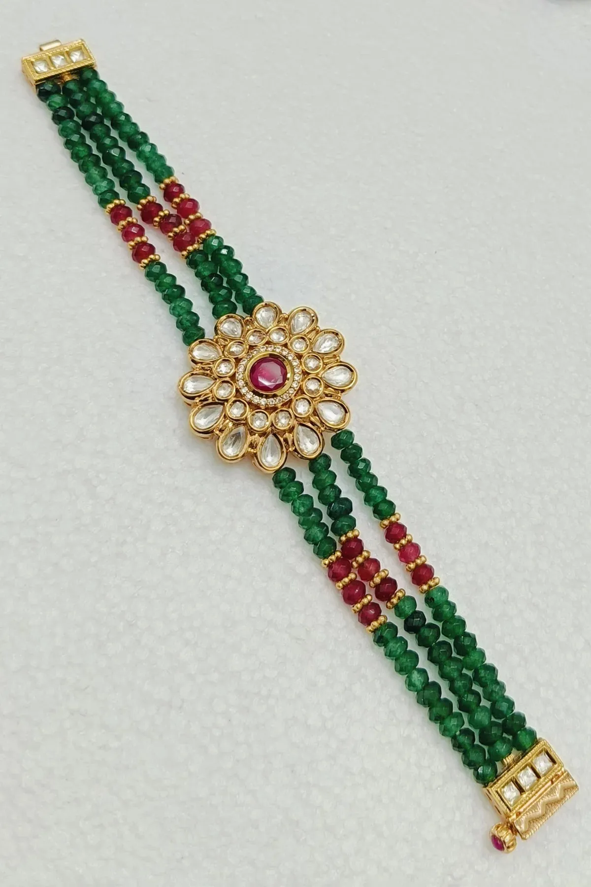 Designer Gold Plated Royal Kundan Openable Bracelet (D199)