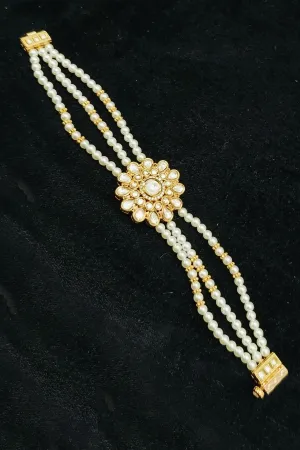 Designer Gold Plated Royal Kundan Openable Bracelet (D199)