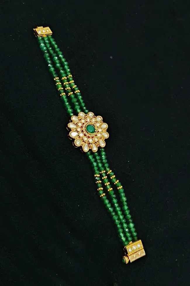 Designer Gold Plated Royal Kundan Openable Bracelet (D199)