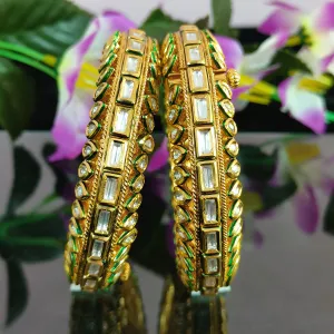 Designer Gold Plated Royal Kundan Openable Bracelet (Design 116)