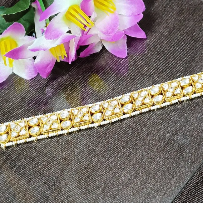 Designer Gold Plated Royal Kundan Openable Bracelet (Design 137A)