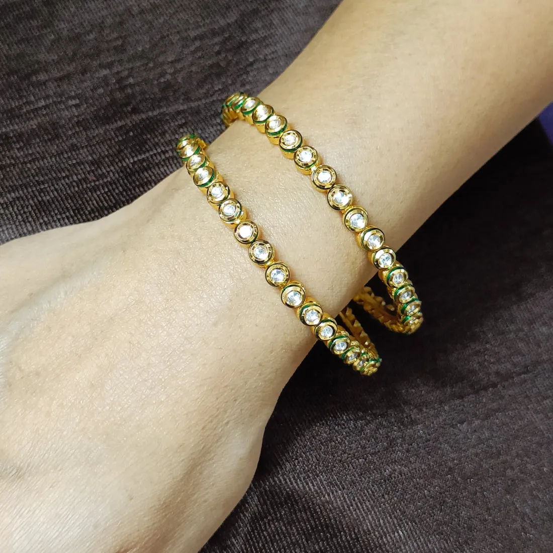 Designer Gold Plated Royal Kundan Openable Bracelet (Design 138)