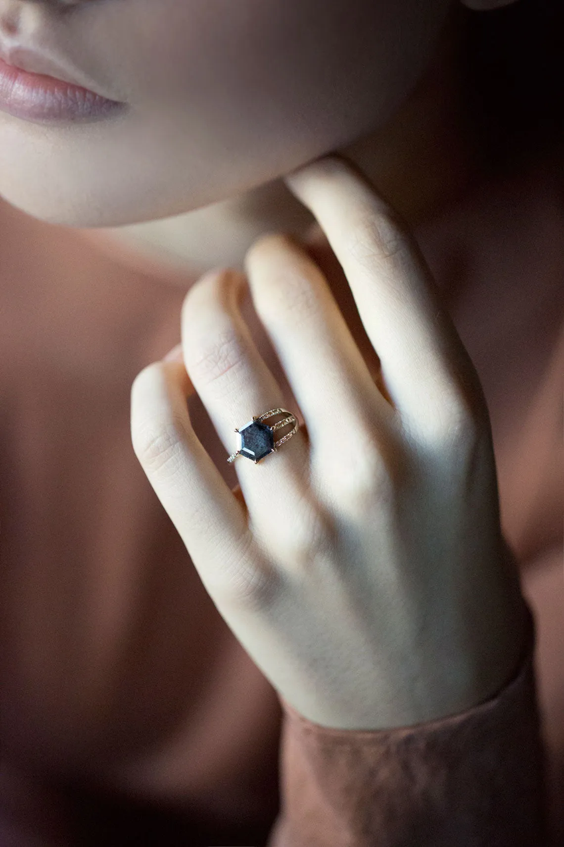Diamond Slice Half Cage Ring