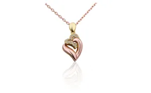 Double Rose Gold Plated Austrian Crystal Heart Shape Pendant Necklace Fashion Ladies Occasions Jewelry