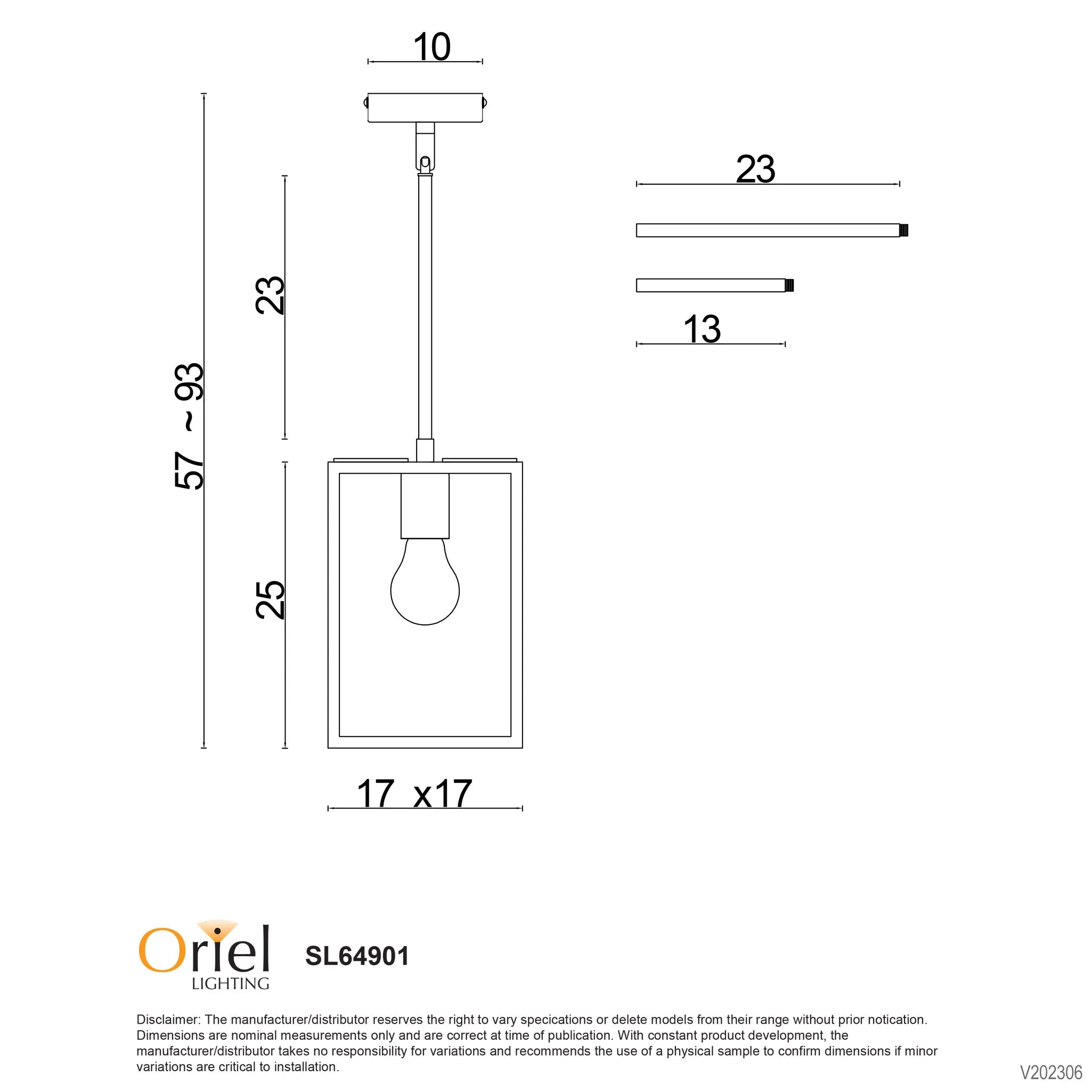 Eaton 17 Single Pendant Matt Black