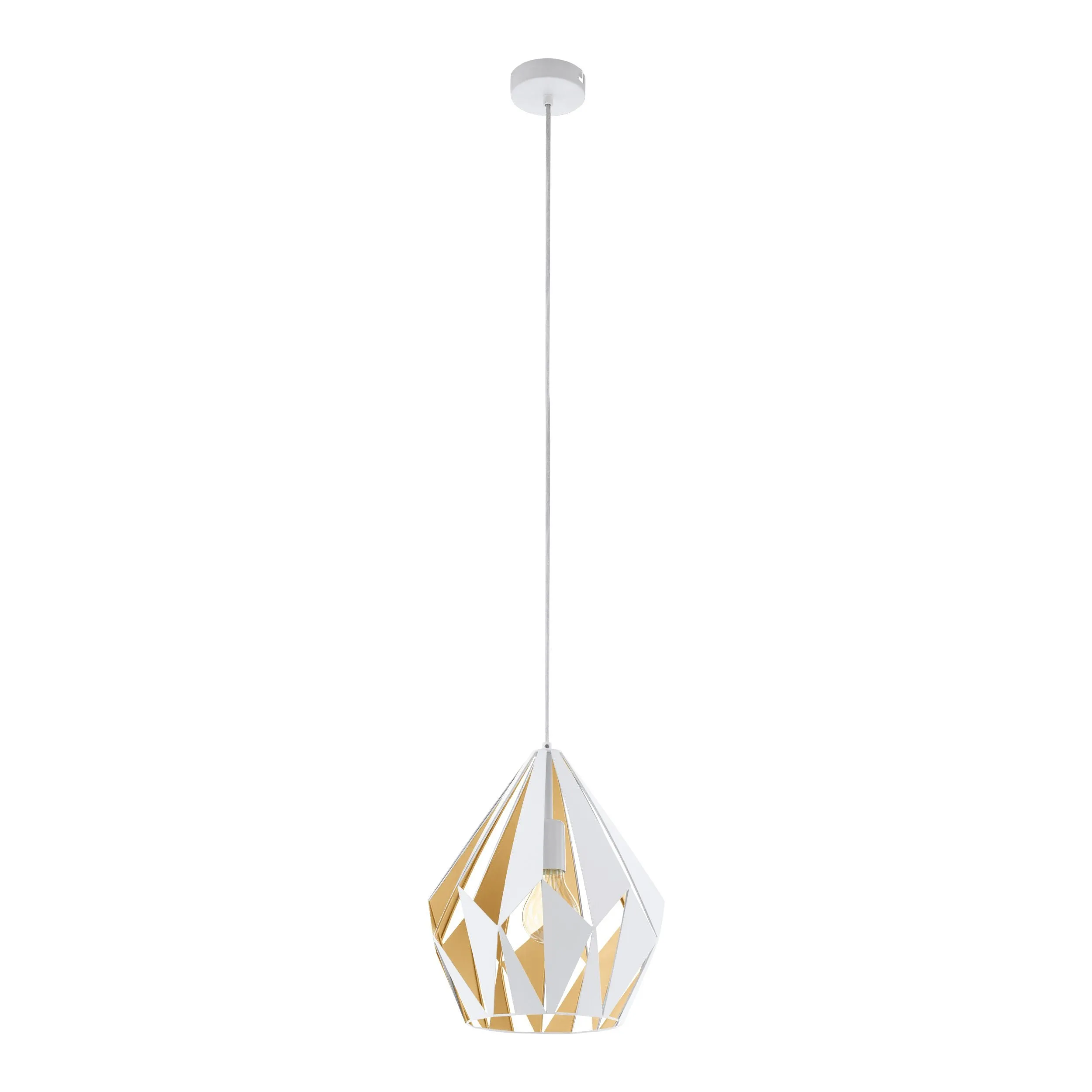 Eglo Lighting CARLTON 1 pendant light striking geometric cut outs Honey Gold