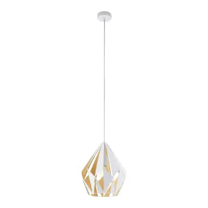 Eglo Lighting CARLTON 1 pendant light striking geometric cut outs Honey Gold