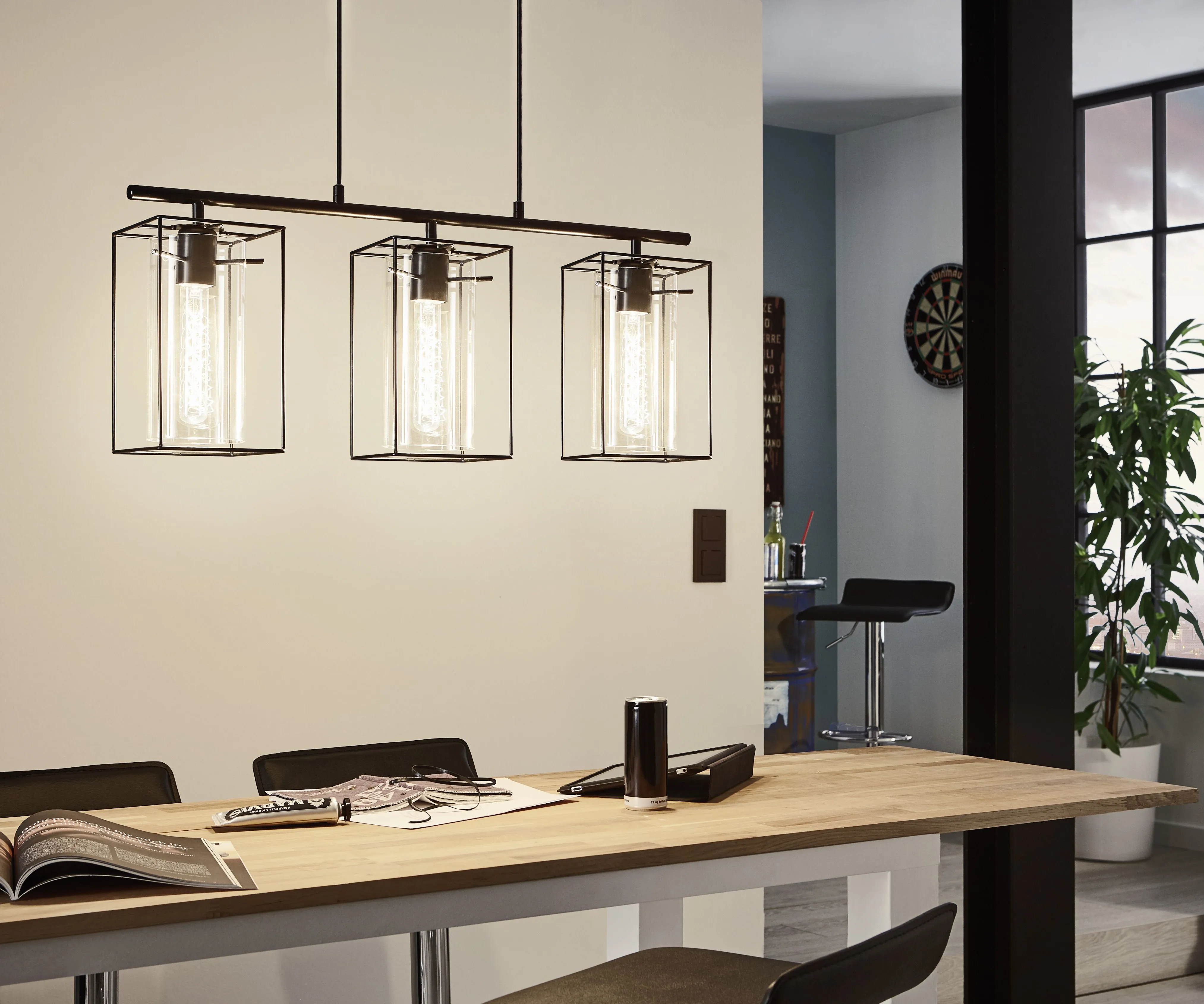 Eglo Lighting LONCINO pendant light black steel and black-transparent