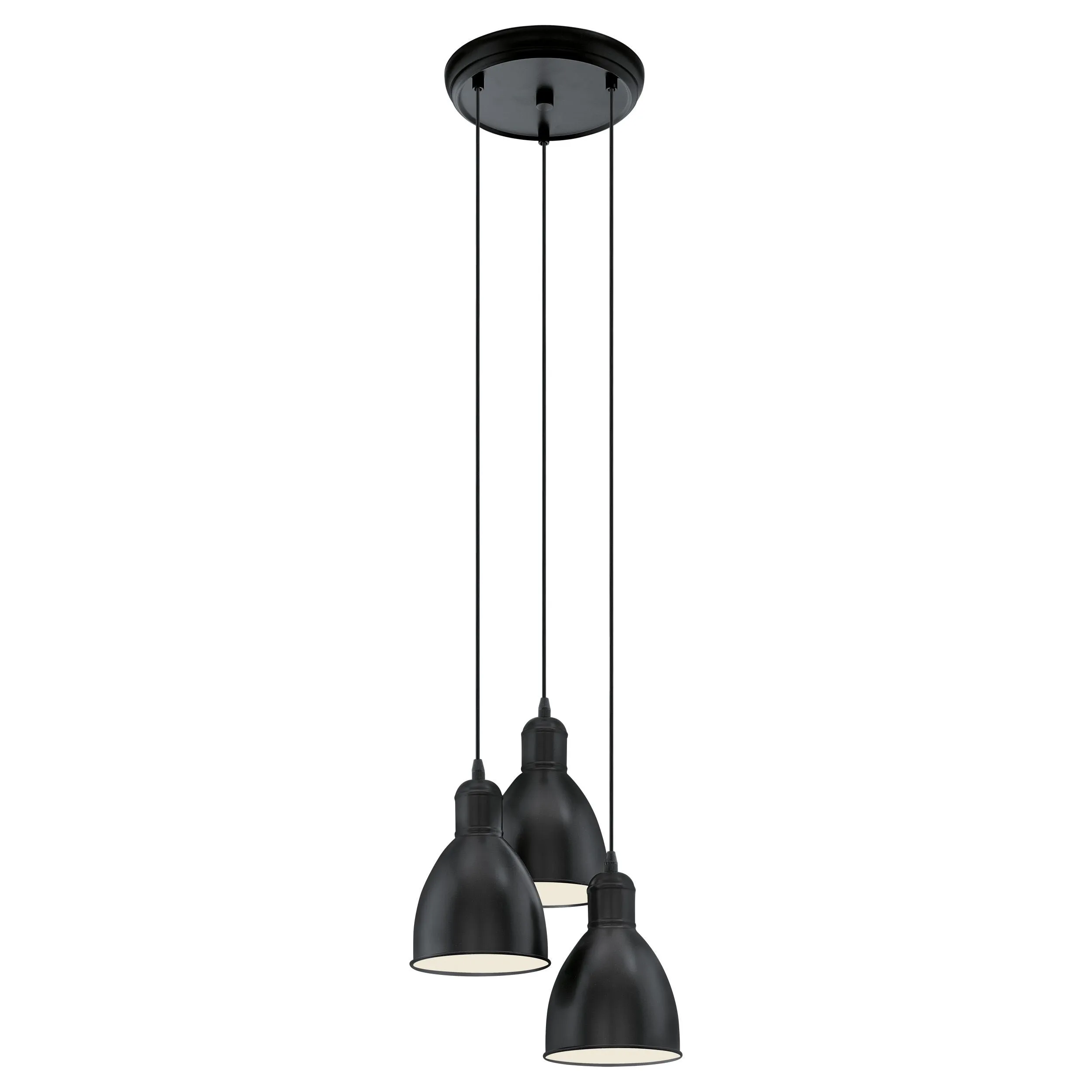 Eglo Lighting PRIDDY pendant light all black finish and metal shades