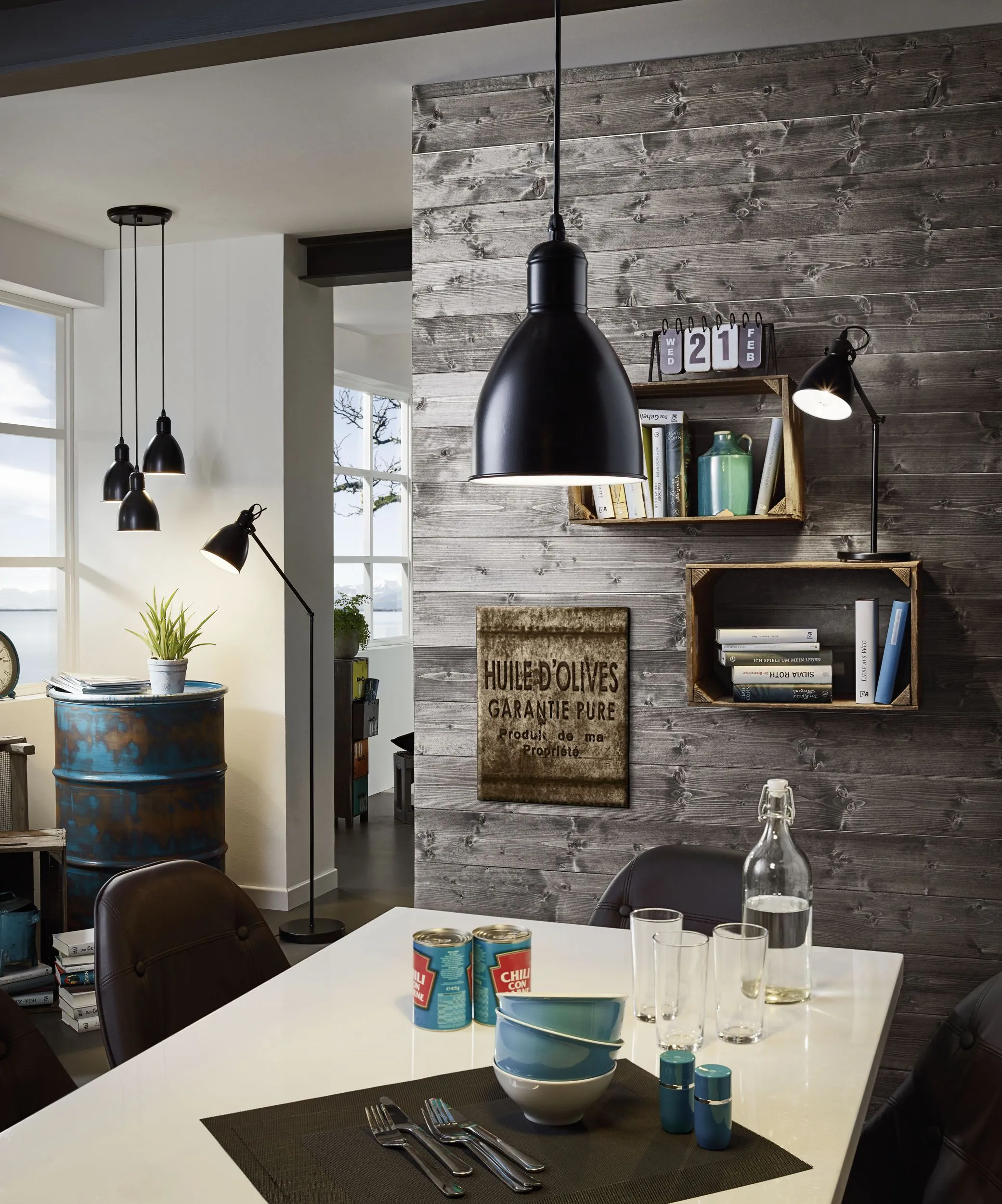 Eglo Lighting PRIDDY pendant light all black finish and metal shades