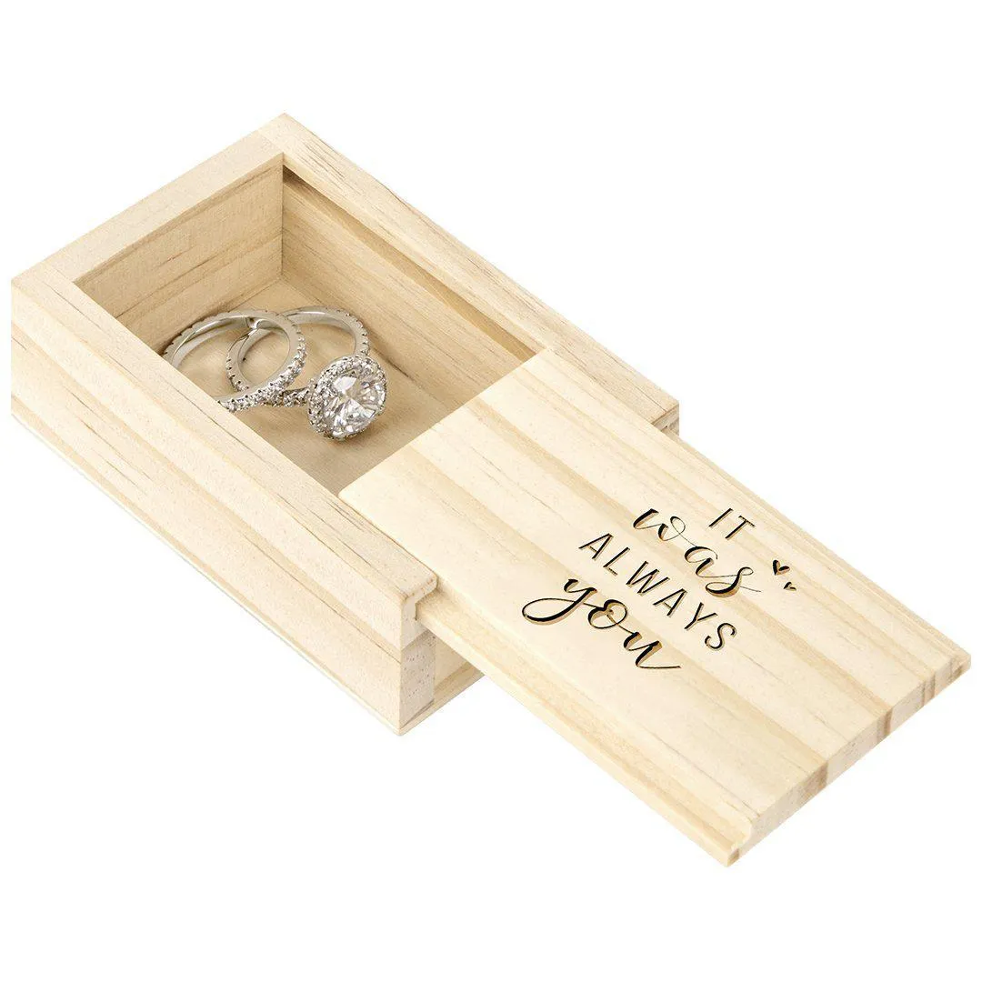 Engraved Wood Sliding Ring Boxes