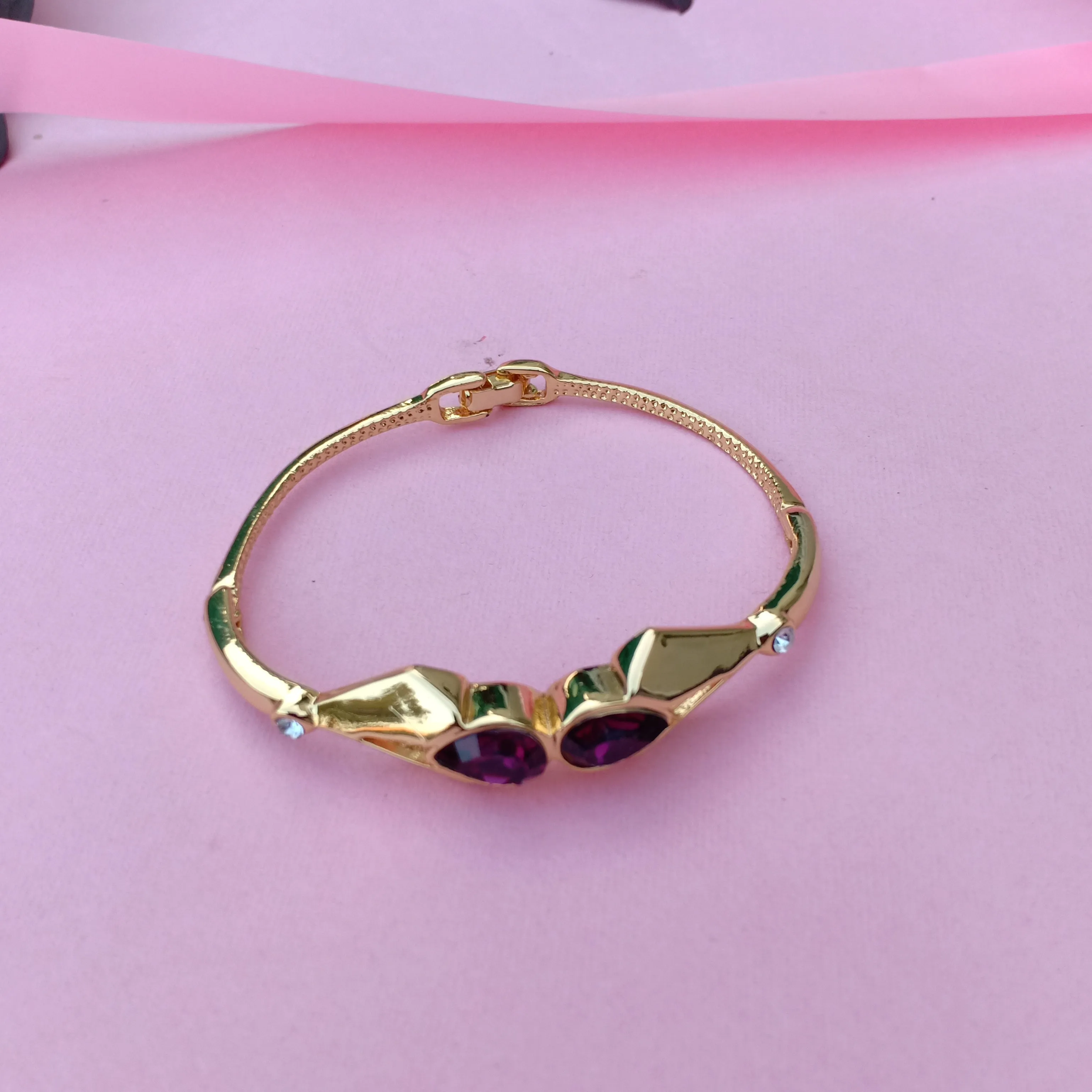 Estele - 24 CT gold plated Amethyst Stone Bracelet