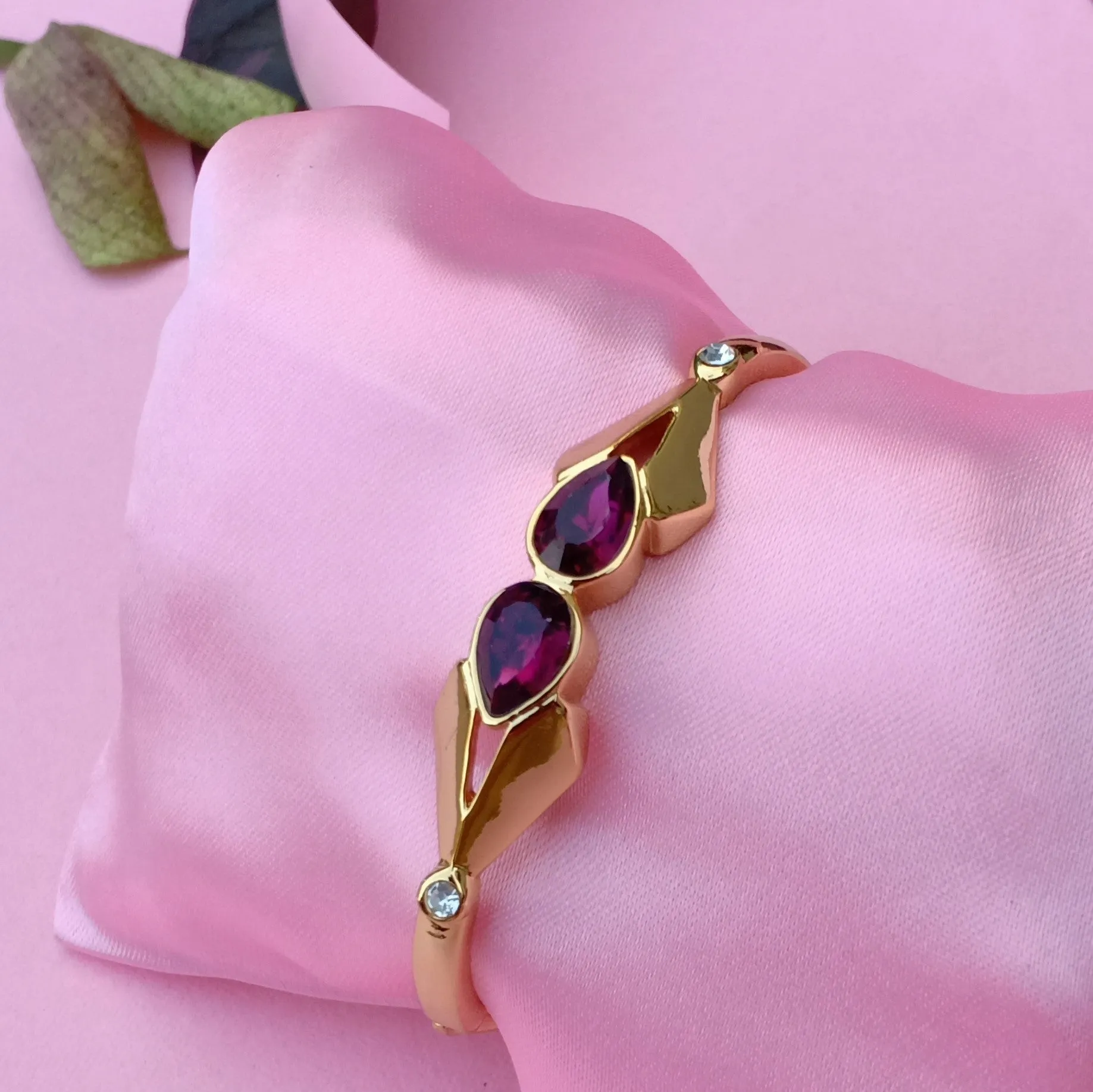 Estele - 24 CT gold plated Amethyst Stone Bracelet
