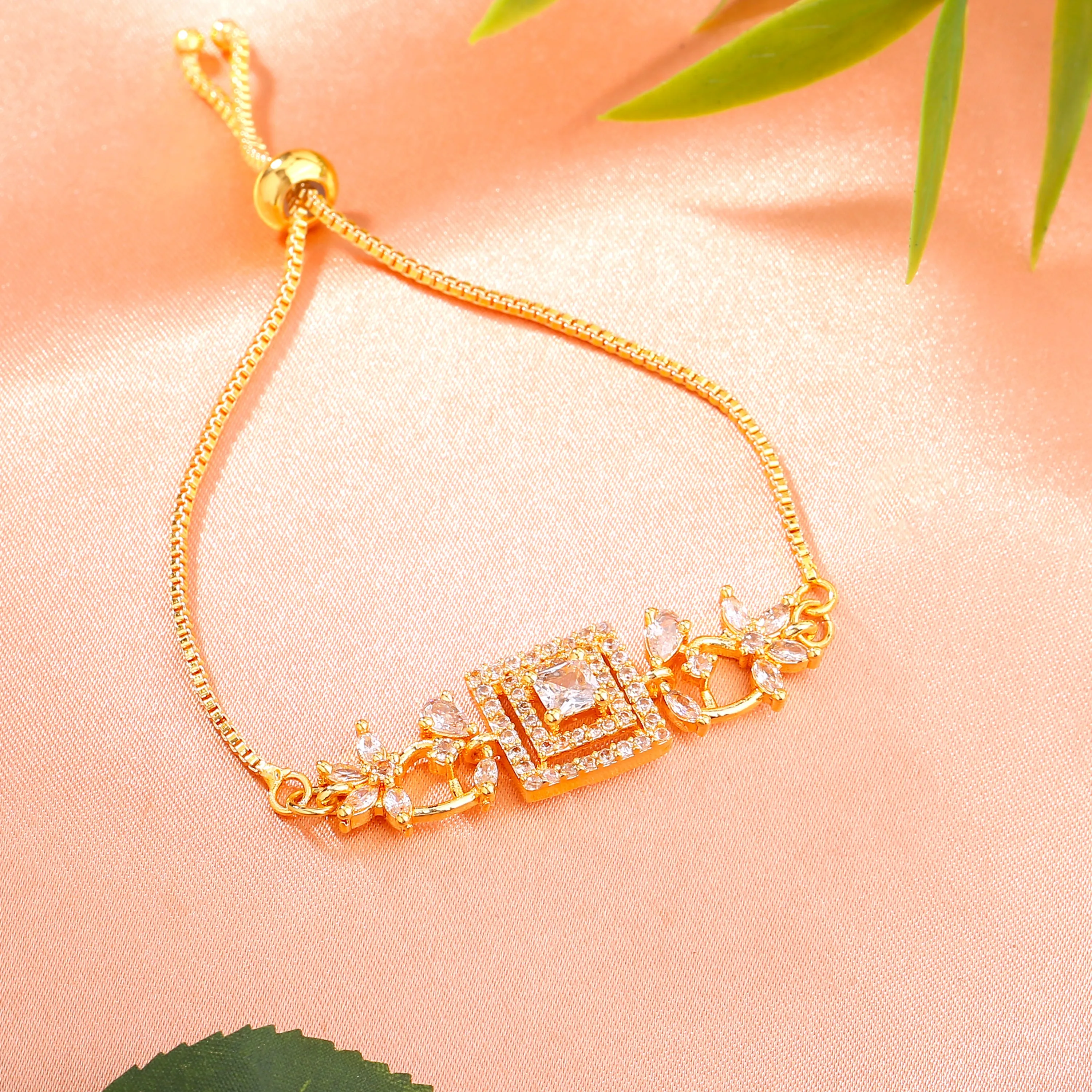 Estele Gold Plated CZ Glamorous Bracelet for Women