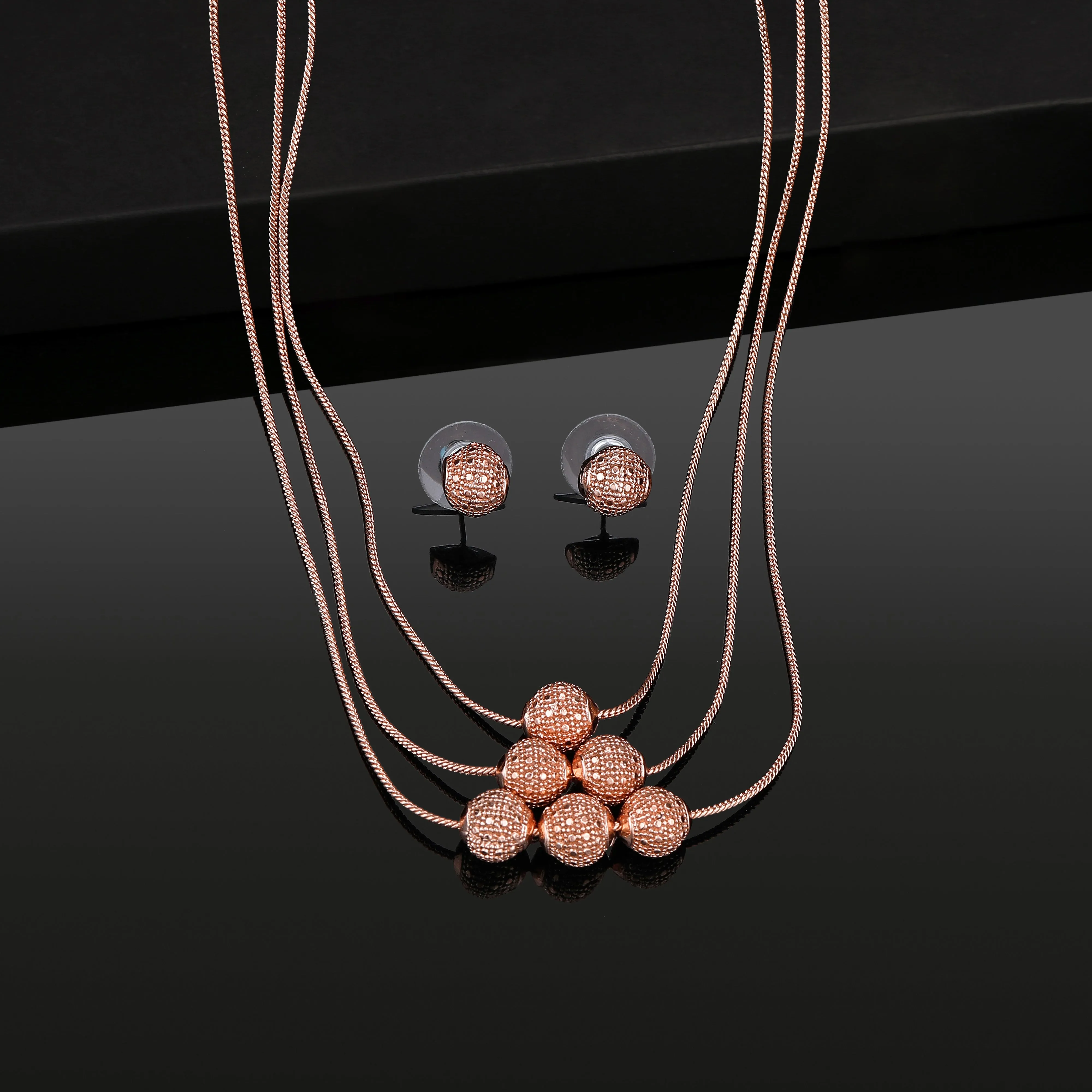 Estele Rose Gold Plated Stylish Necklace Set for Women