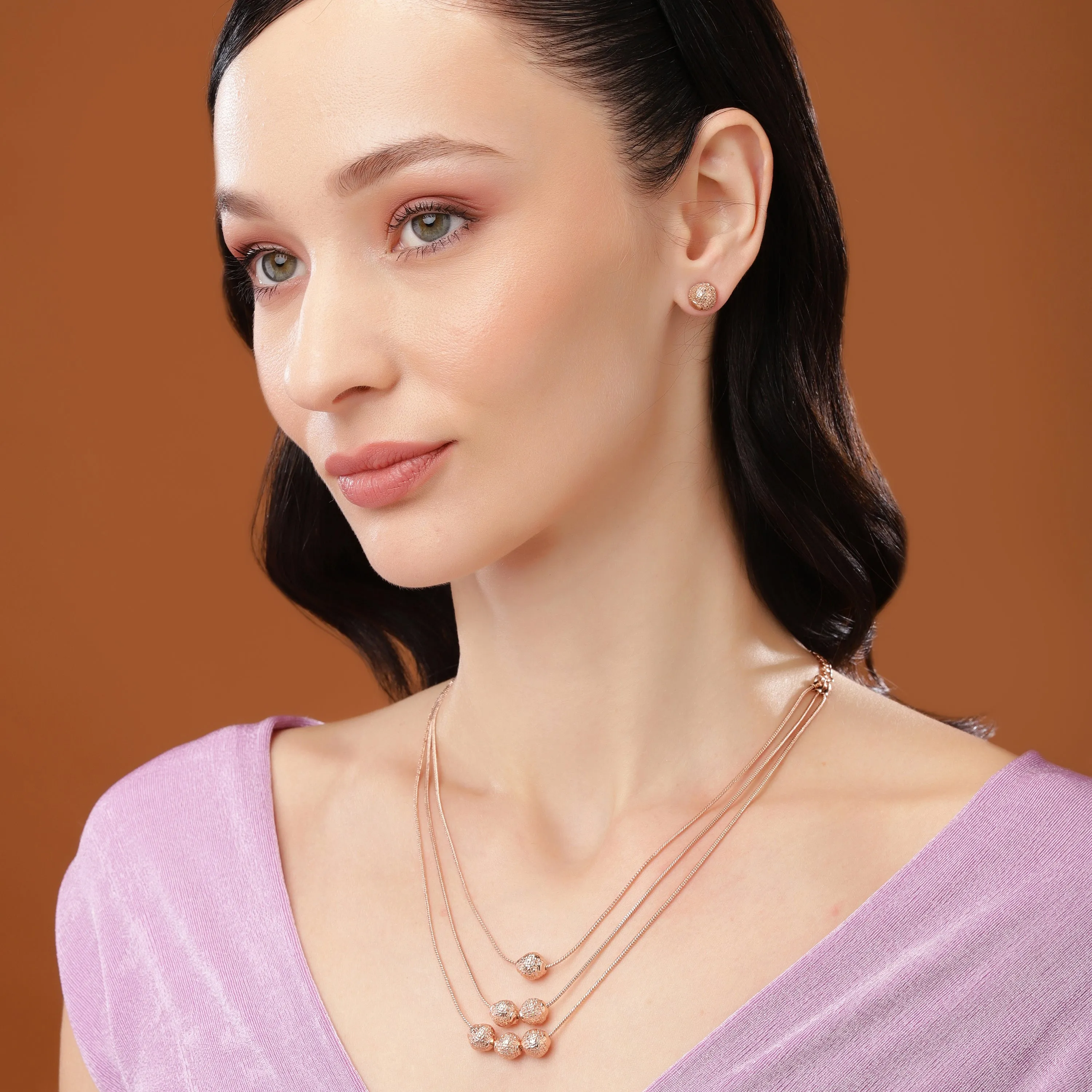Estele Rose Gold Plated Stylish Necklace Set for Women