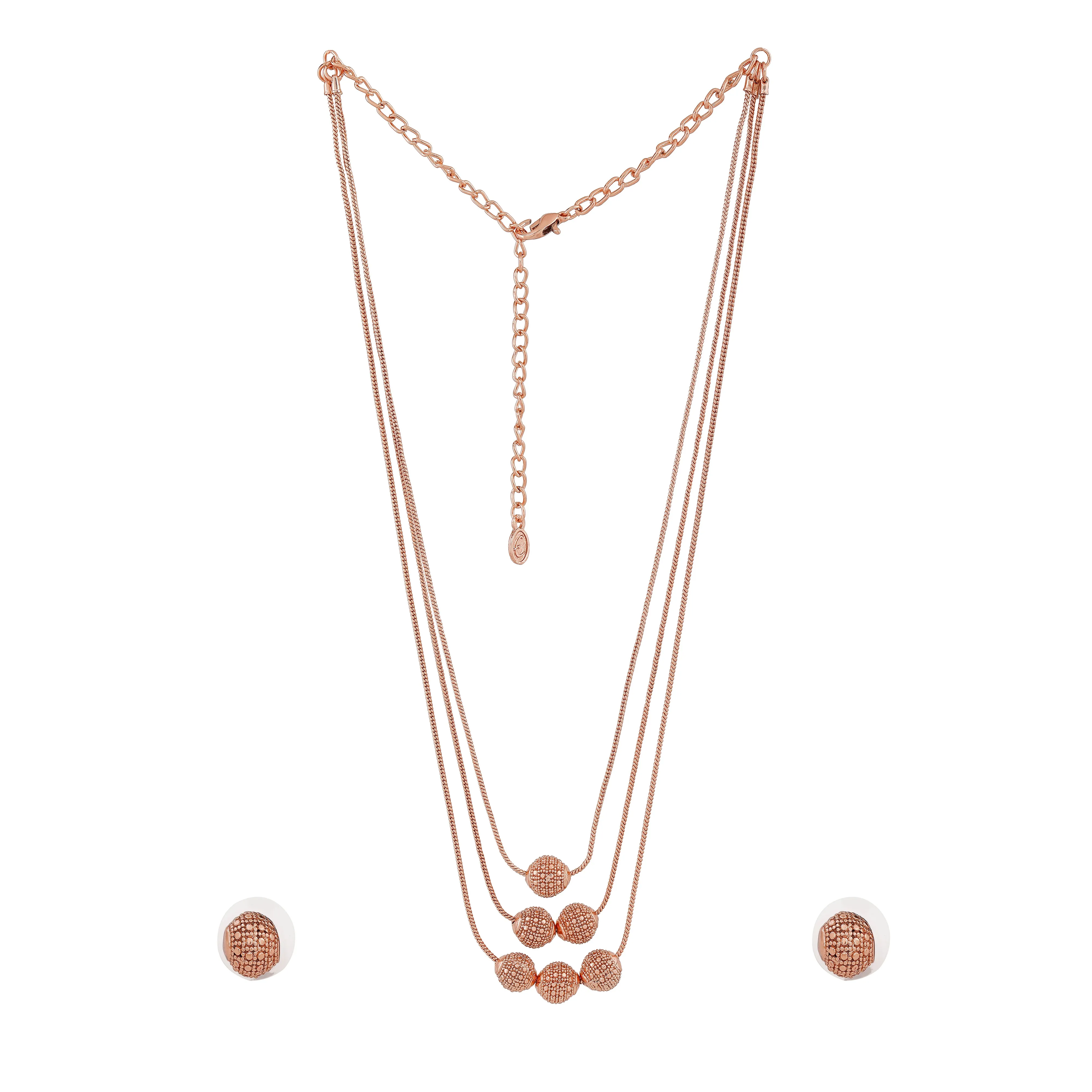 Estele Rose Gold Plated Stylish Necklace Set for Women