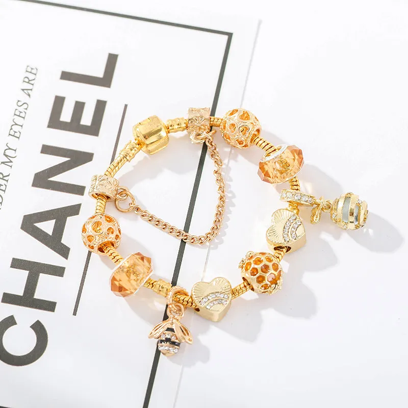 European and American fashion alloy gold-plated DIY hardworking bee ladies bracelet jewelry