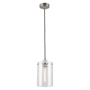 Fallon Industrial Glass Pendant Brushed Chrome