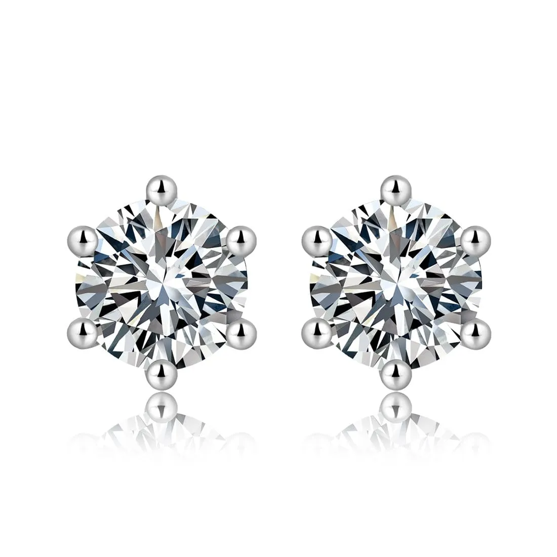 FANCIME Six Prong 1cttw Moissanite Sterling Silver Studs