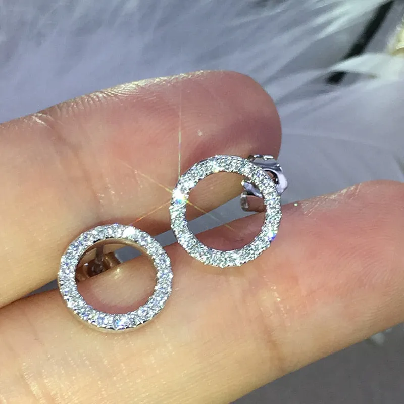 Fashion Versatile Dazzling Circle Stud Earrings