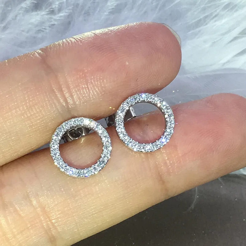 Fashion Versatile Dazzling Circle Stud Earrings