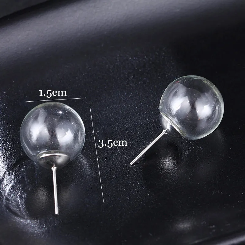 Fashionable And Generous Empty Glass Ball Original Transparent Funny Personality Earrings