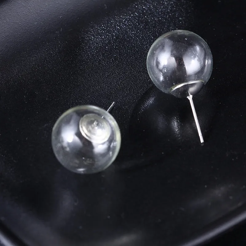 Fashionable And Generous Empty Glass Ball Original Transparent Funny Personality Earrings