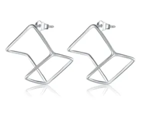 Fashionable Cube Stud Silver Earrings.