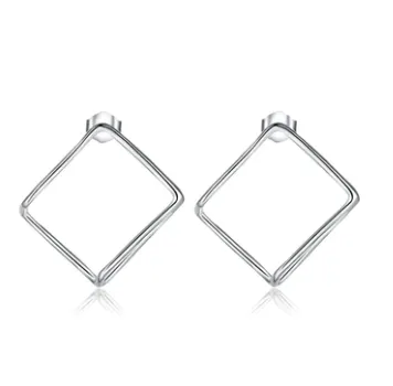 Fashionable Cube Stud Silver Earrings.