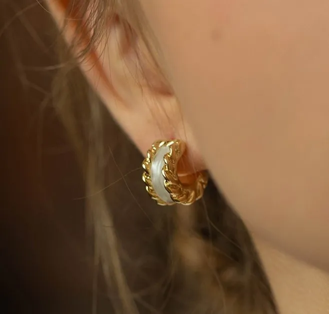 Fashionable Half Open Patchwork Stud Earrings