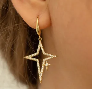 Fashionable Star Decor Faux Zirconia Dangle Earrings