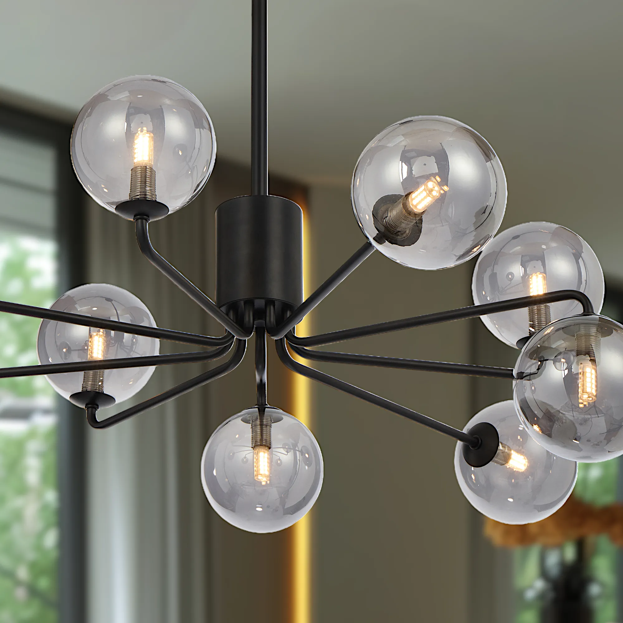 Felton 9lt Pendant Black with Smoke Glass
