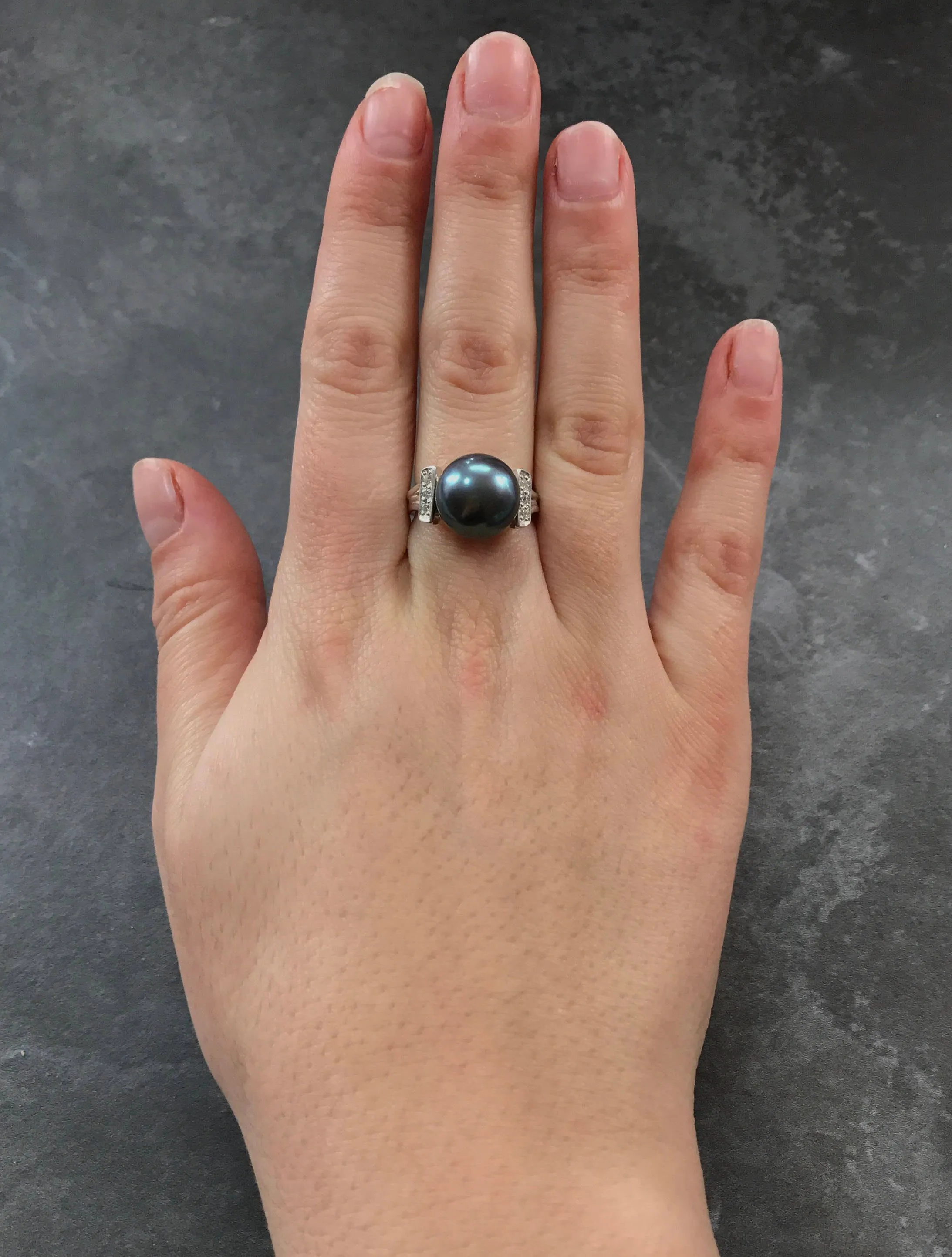 Genuine Pearl Ring - Black Pearl Ring, June Birthstone Ring