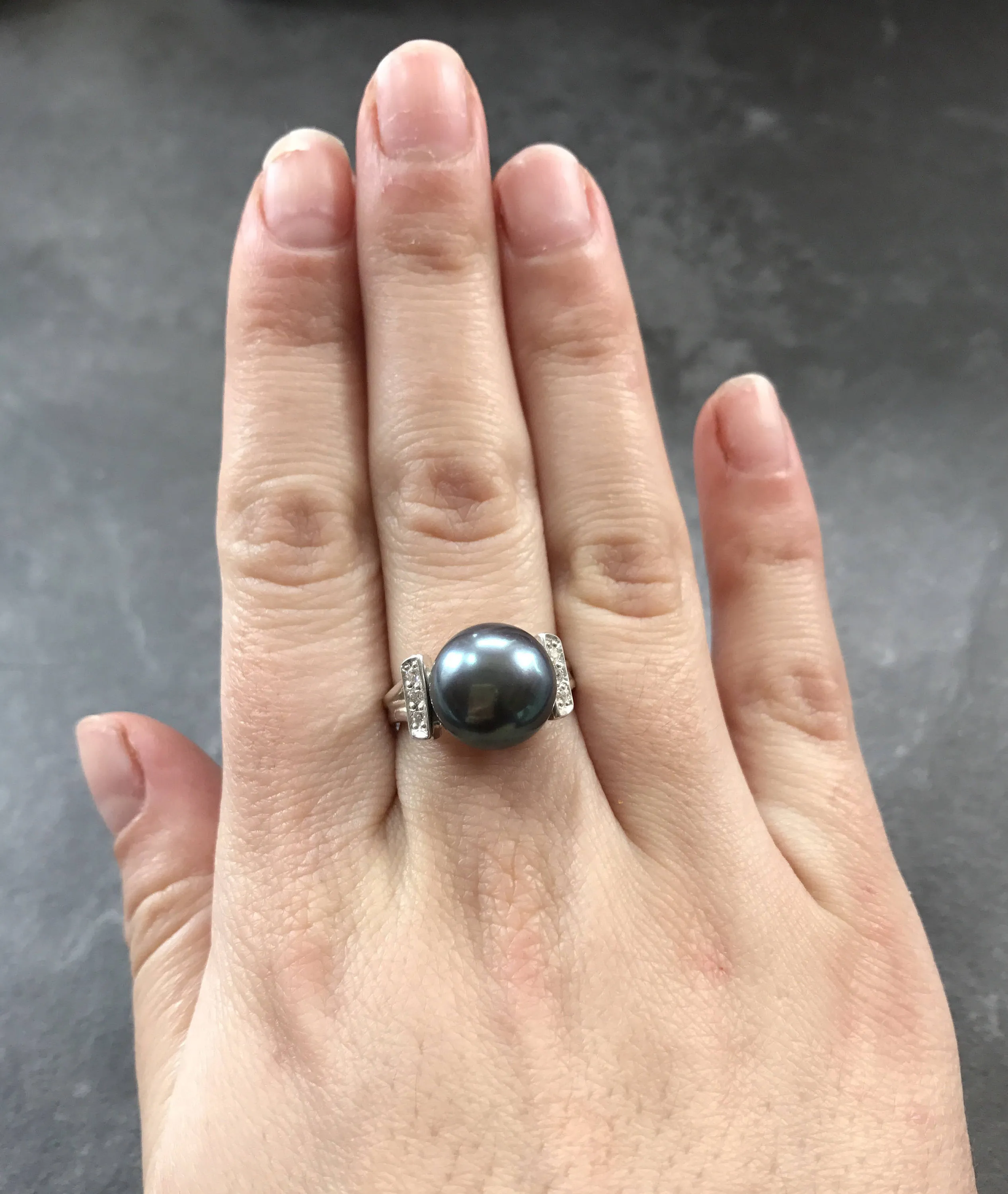 Genuine Pearl Ring - Black Pearl Ring, June Birthstone Ring