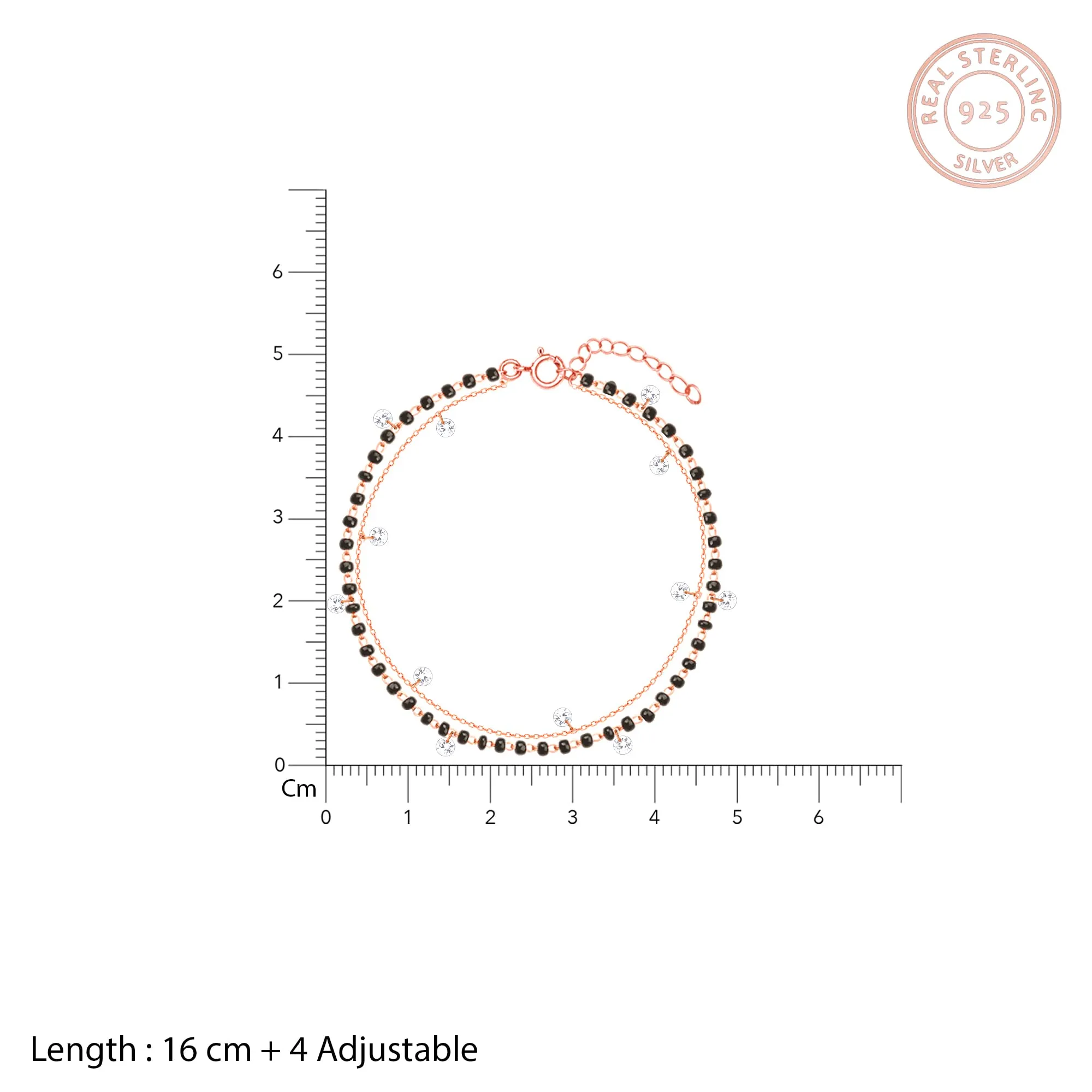 GIVA 925 Silver Rose Gold Dazzling Zircons Layered Mangalsutra Bracelet, Adjustable | Gifts for Women and Girls | With Certificate of Authenticity and 925 Stamp | 6 Months Warranty*