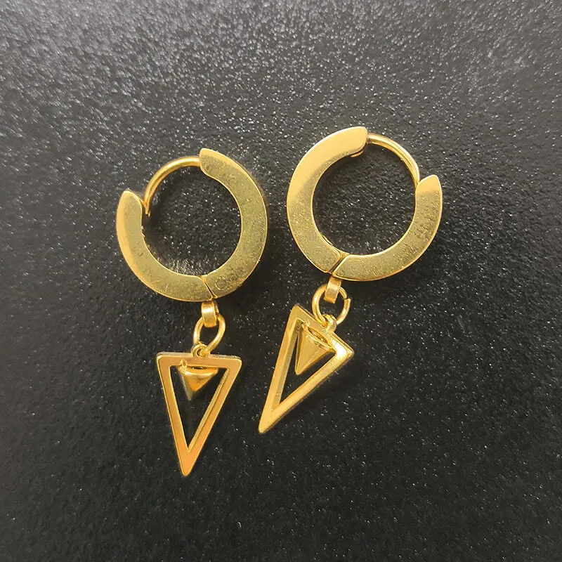 Gold Cross Stainless Steel Hoop Earrings