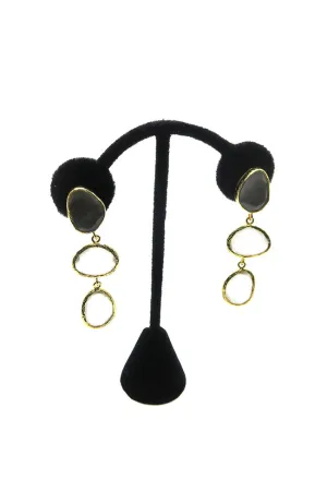 Gold Crystal 3 Drop Earrings