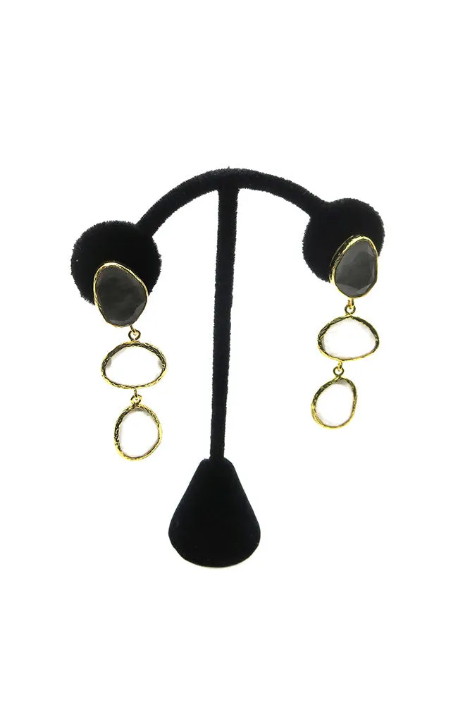 Gold Crystal 3 Drop Earrings