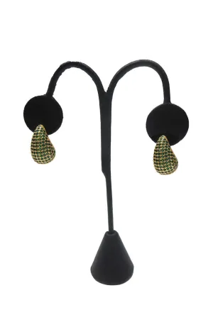 Gold with Green Pave Earrings