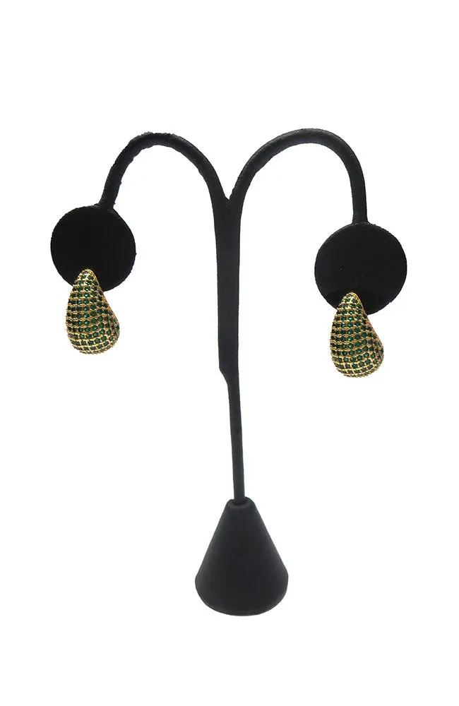 Gold with Green Pave Earrings