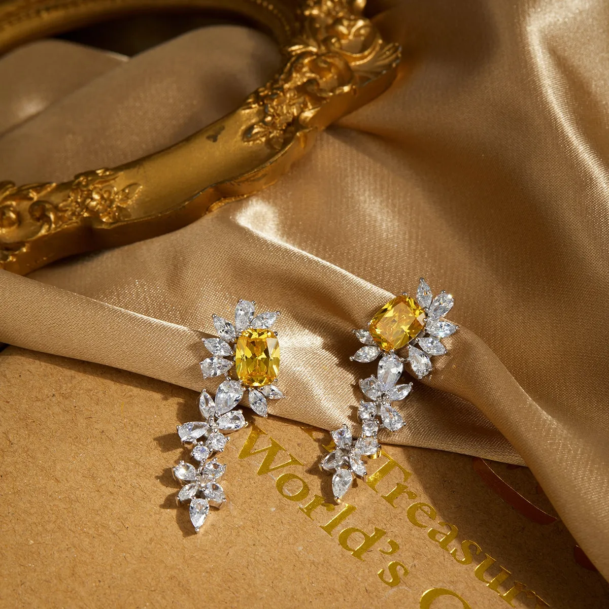 Golden Blossom Drop Earrings