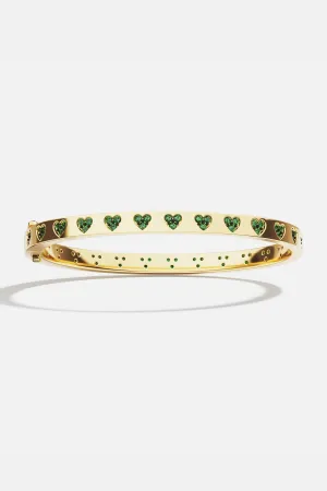 Green & White Heart Bangle