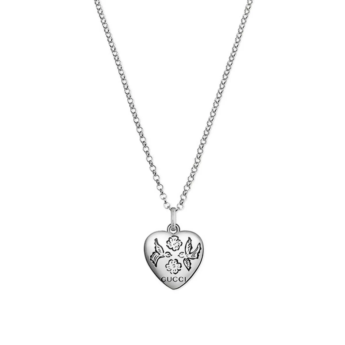 Gucci Blind for Love Heart Silver Necklace
