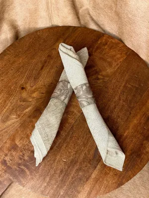 Handcrafted Leather Embossed Autumn Napkin Rings set of 6