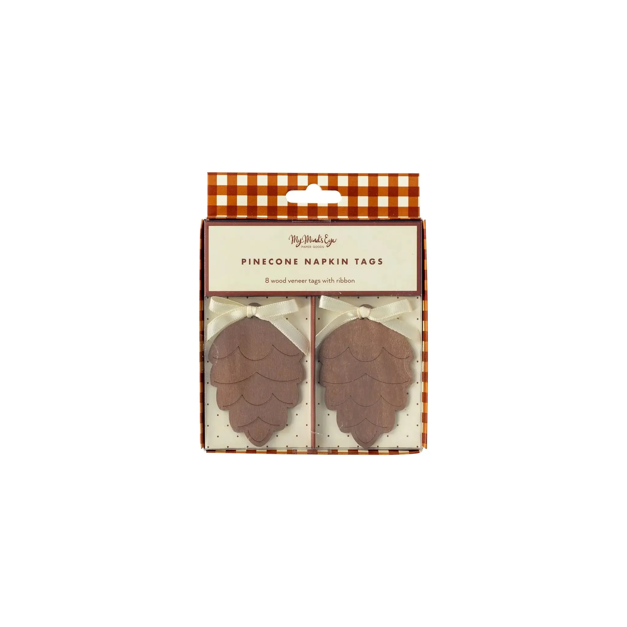 Harvest Wooden Pine Cone Napkin Tags