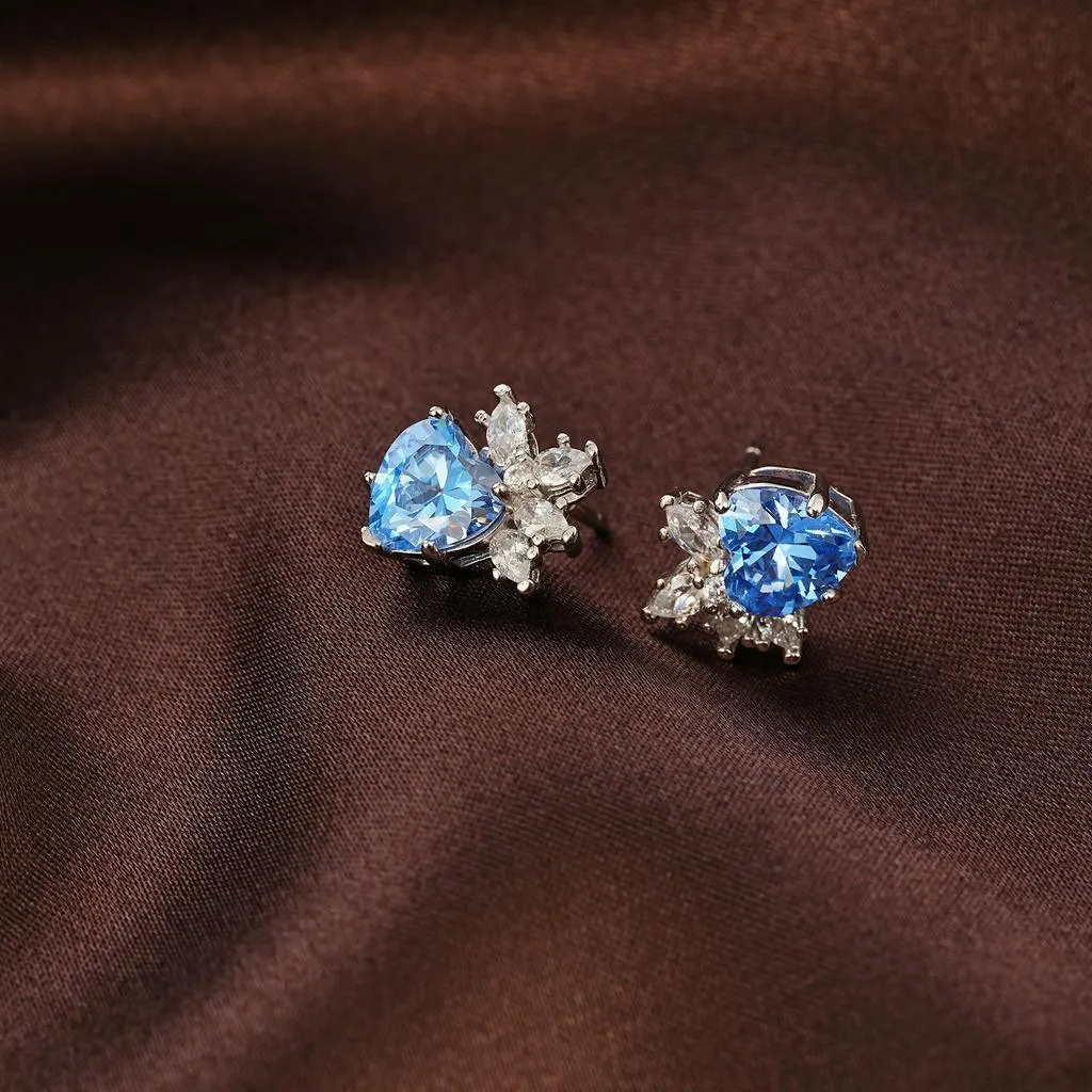 Heart-Shaped Snowflake Stud Earrings