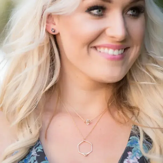 Herkimer Diamond Caged Necklace Gold Fill