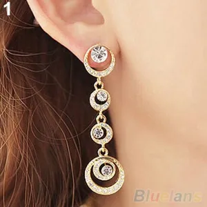 Hollow Circle Dazzling Rhinestone Dangle Earrings