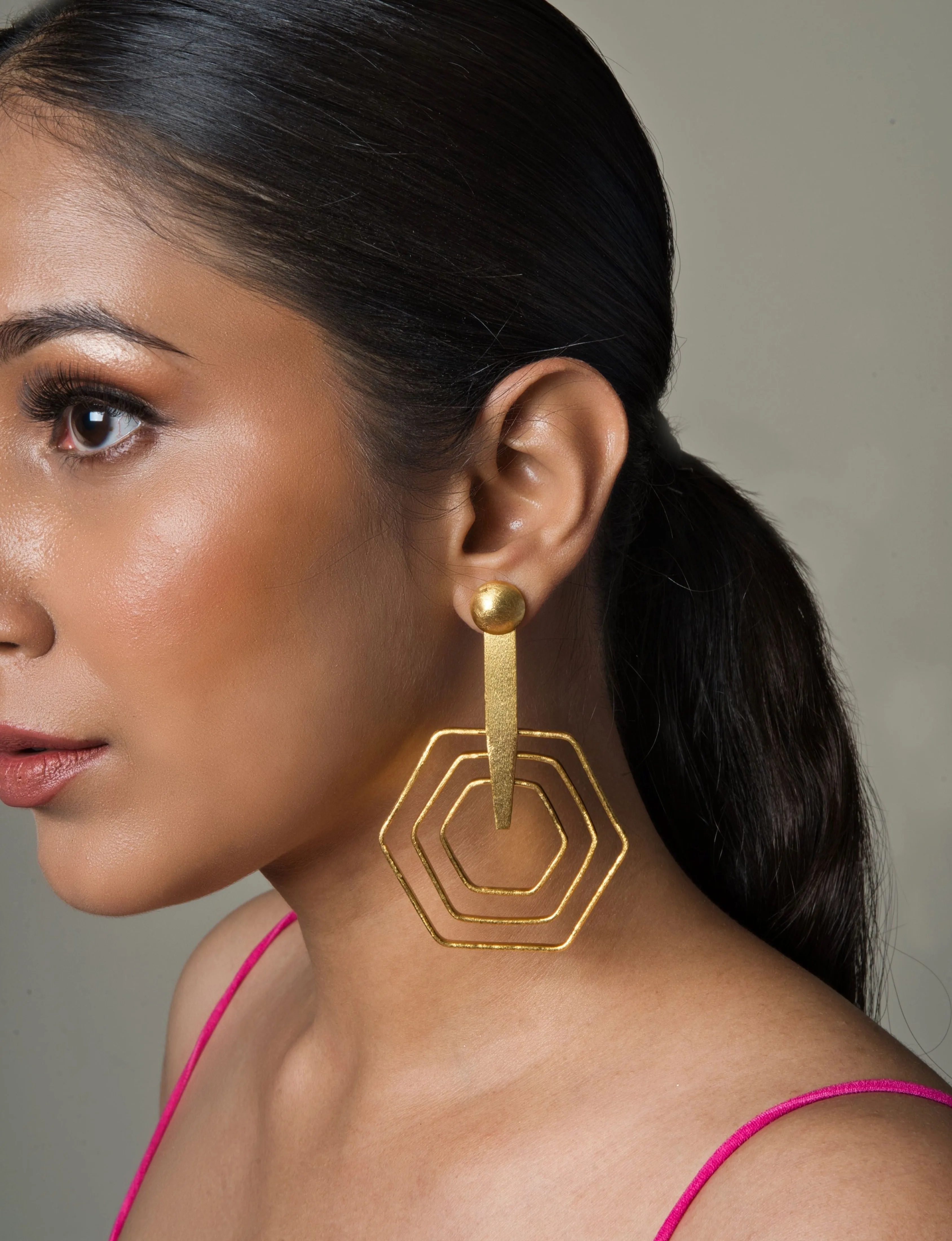 Honeycomb Gold Plated Danglers
